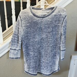 Anthropologie Jane & Delancey Tunic Scoop Neck Faded Distress Gray 3/4 Sleeve M